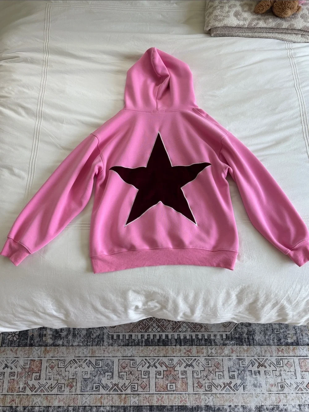 Aelfric Eden Pink Hoodie with Black Star Detail